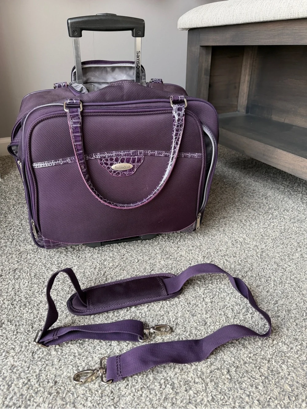 Samsonite Purple Laptop Bag/ Wheeled Carry On luggage